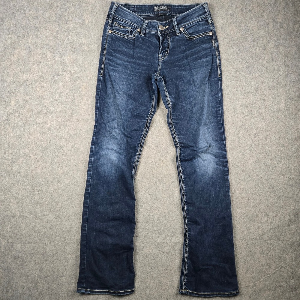 Silver Jeans Suki Slim Boot Women 28 Blue Dark Wash Mid Rise Denim Bootcut Y2K